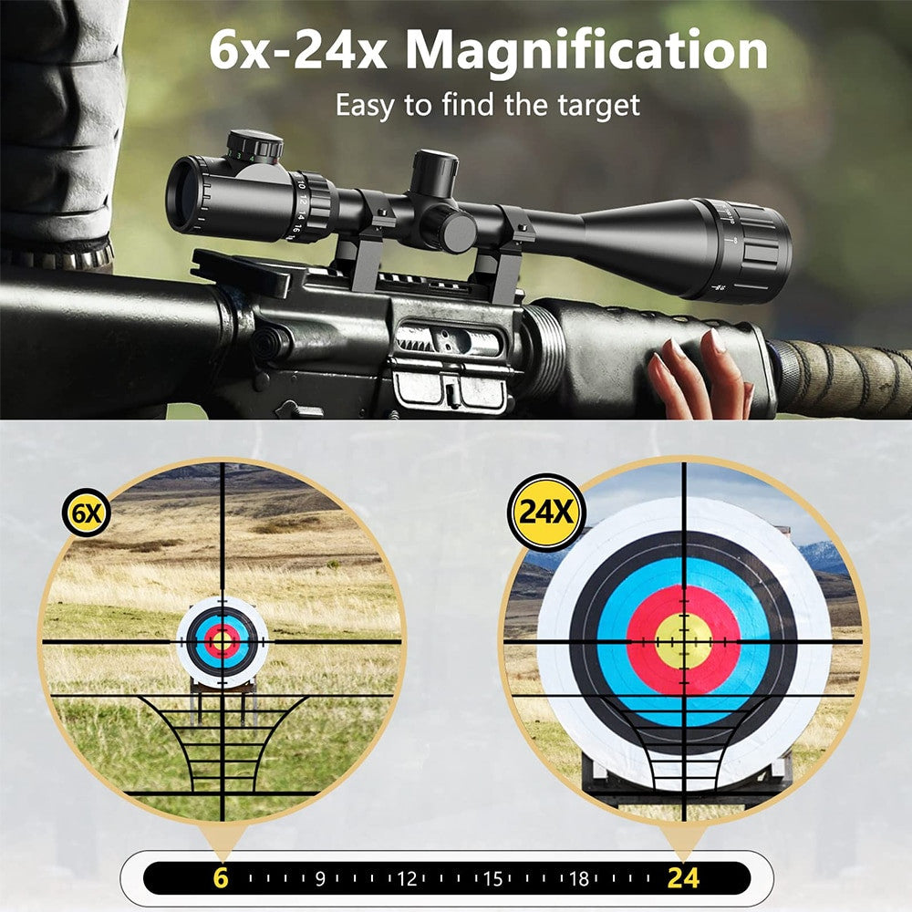 6-24x50 Tactical Rifle Scope Red & Green Cross Airsoft-3
