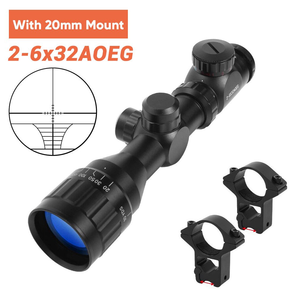 6-24x50 Tactical Rifle Scope Red & Green Cross Airsoft-18