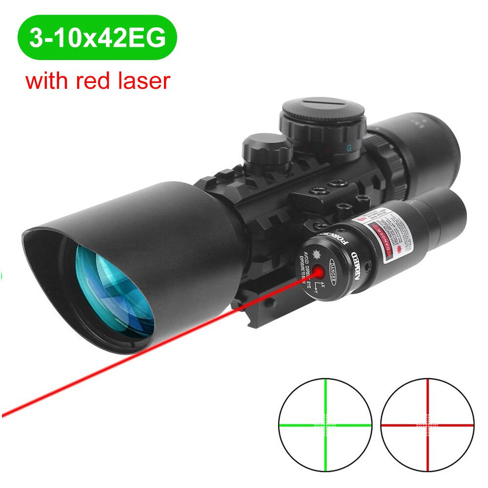 2.5-10x40E Red & Green Illuminated Rifle Scope Mil-dot Gun Scope Green Laser-8