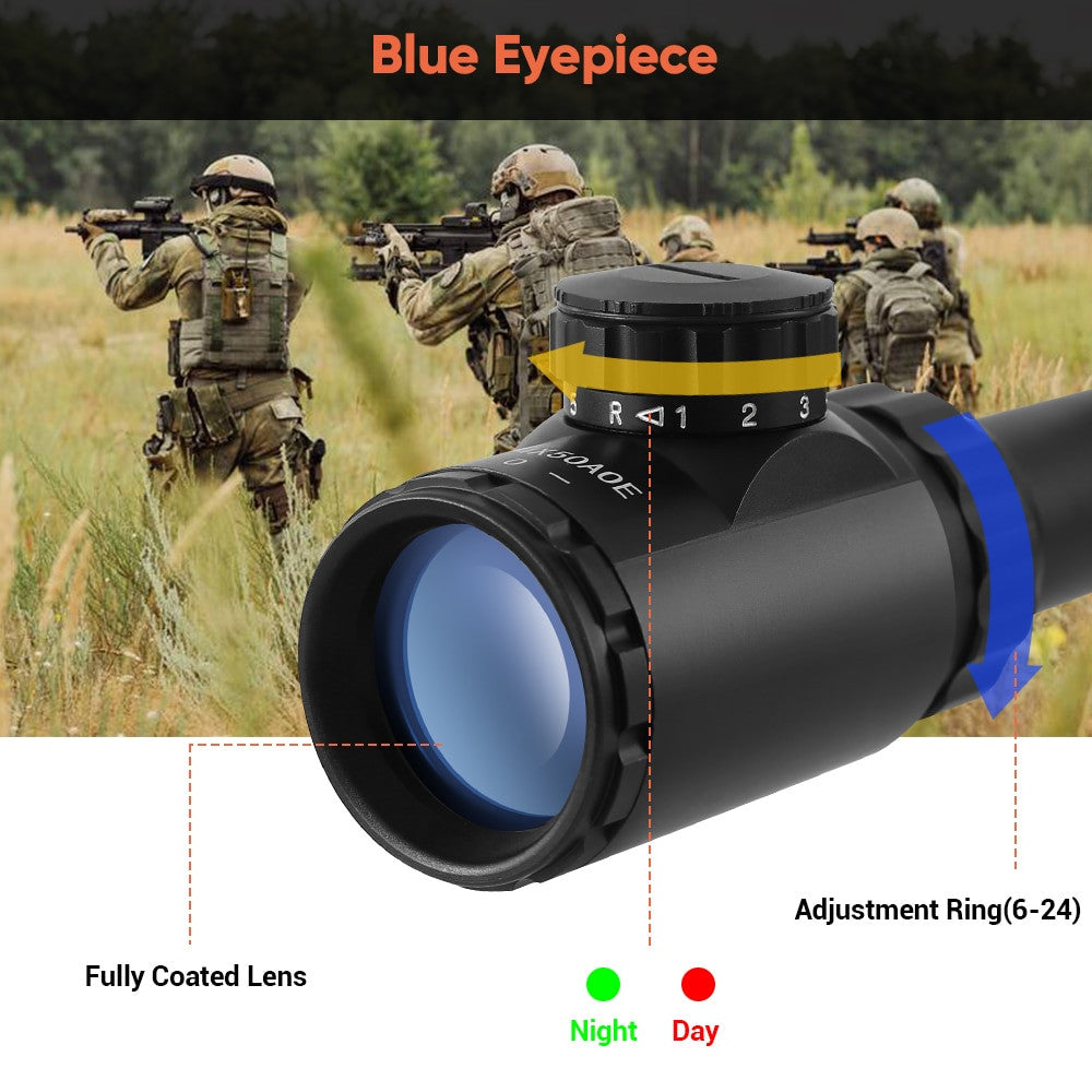 6-24x50 Tactical Rifle Scope Red & Green Cross Airsoft-4
