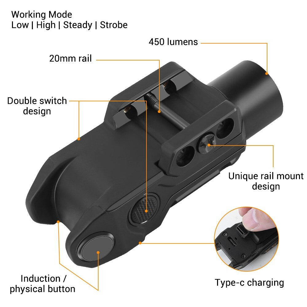 500 Lumens Pistol Light Smart Sensor Switch Airsoft-2