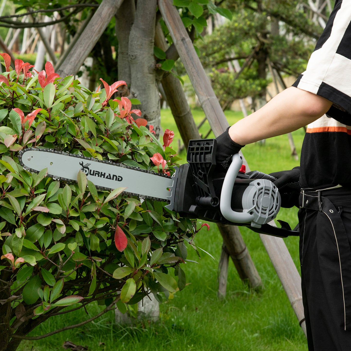 1600W Electric Chainsaw with Double Brake, Tool-Free Chain Tensioning, 40cm Guide Bar & Chain Power Saw to Cut Wood | DURHAND-8