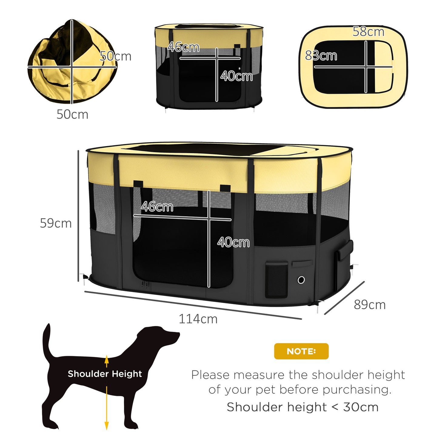 Foldable Dog Pen with Storage Bag for Indoor/Outdoor Use, Yellow | PawHut-1