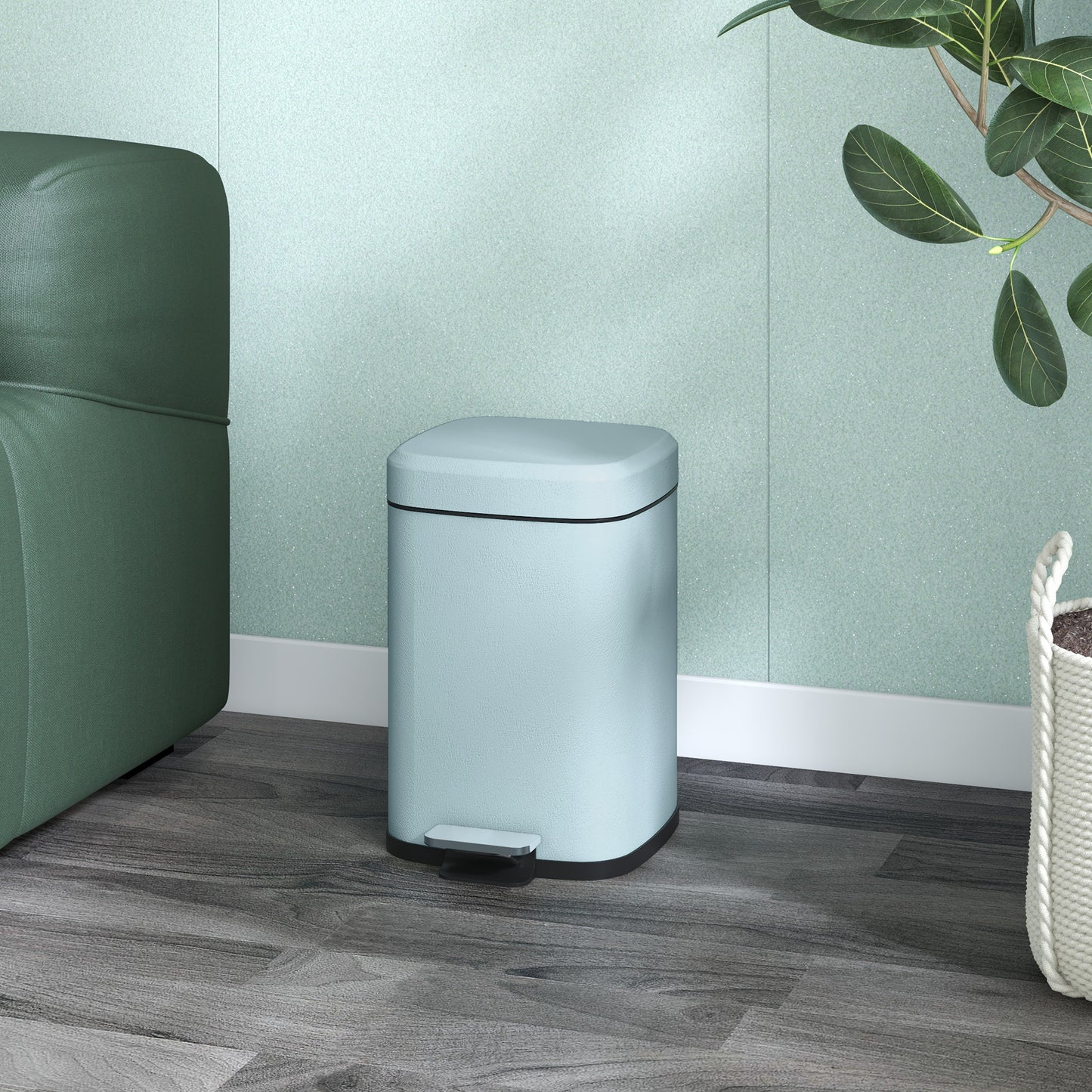 12 Litre Pedal Bin, Fingerprint Proof Kitchen Bin, Metal Rubbish Bin w/ Soft-close Lid, Foot Pedal & Removable Inner Bucket | HOMCOM-8