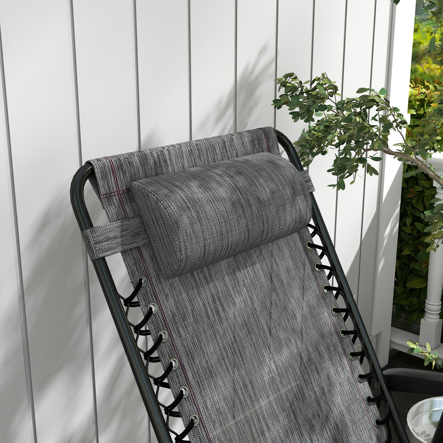 Folding Rocking Chair Outdoor Portable Zero Gravity Chair with Headrest in Grey | Outsunny-5