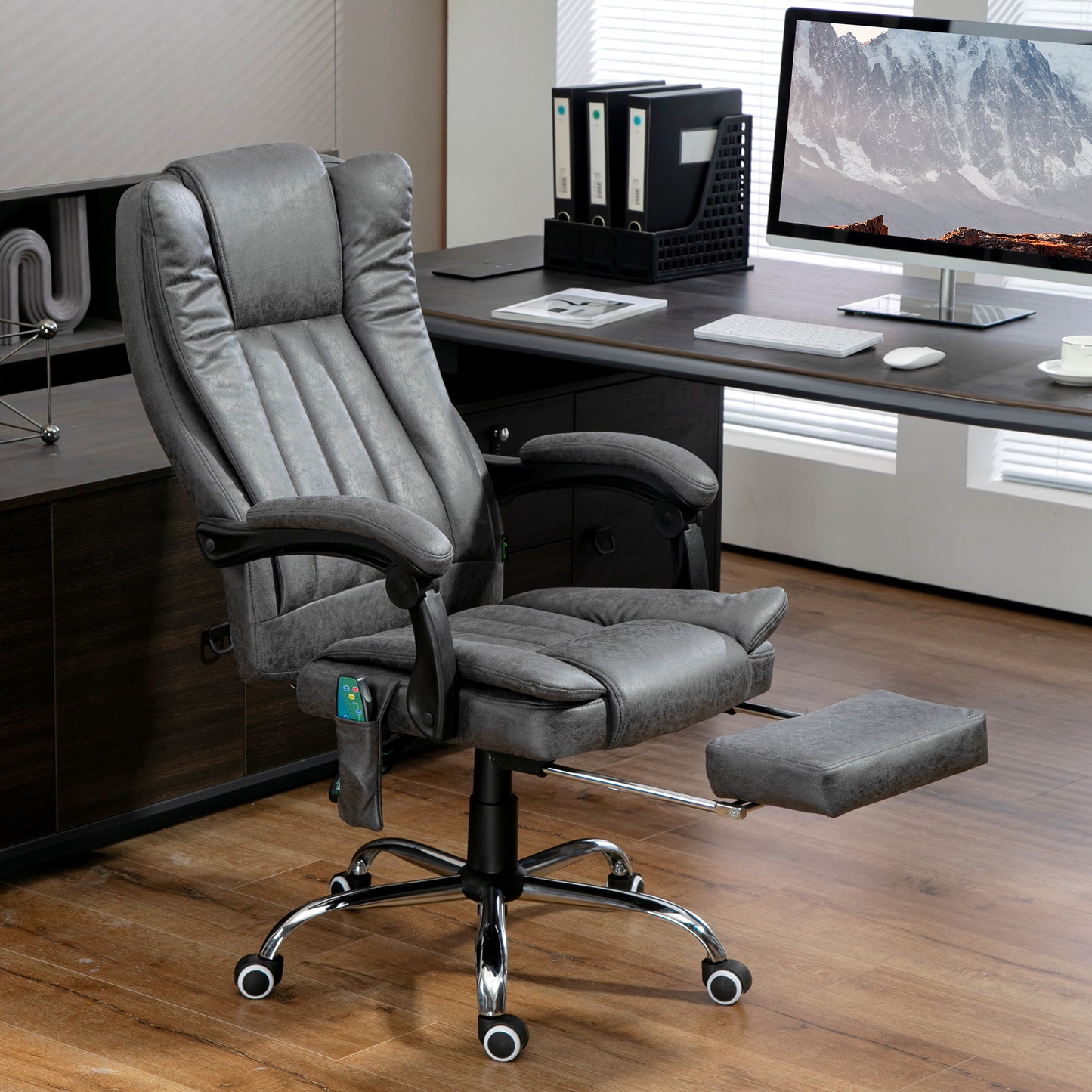 Vinsetto Six-Point Massage Chair, with Heat and Footrest in Dark Grey-7