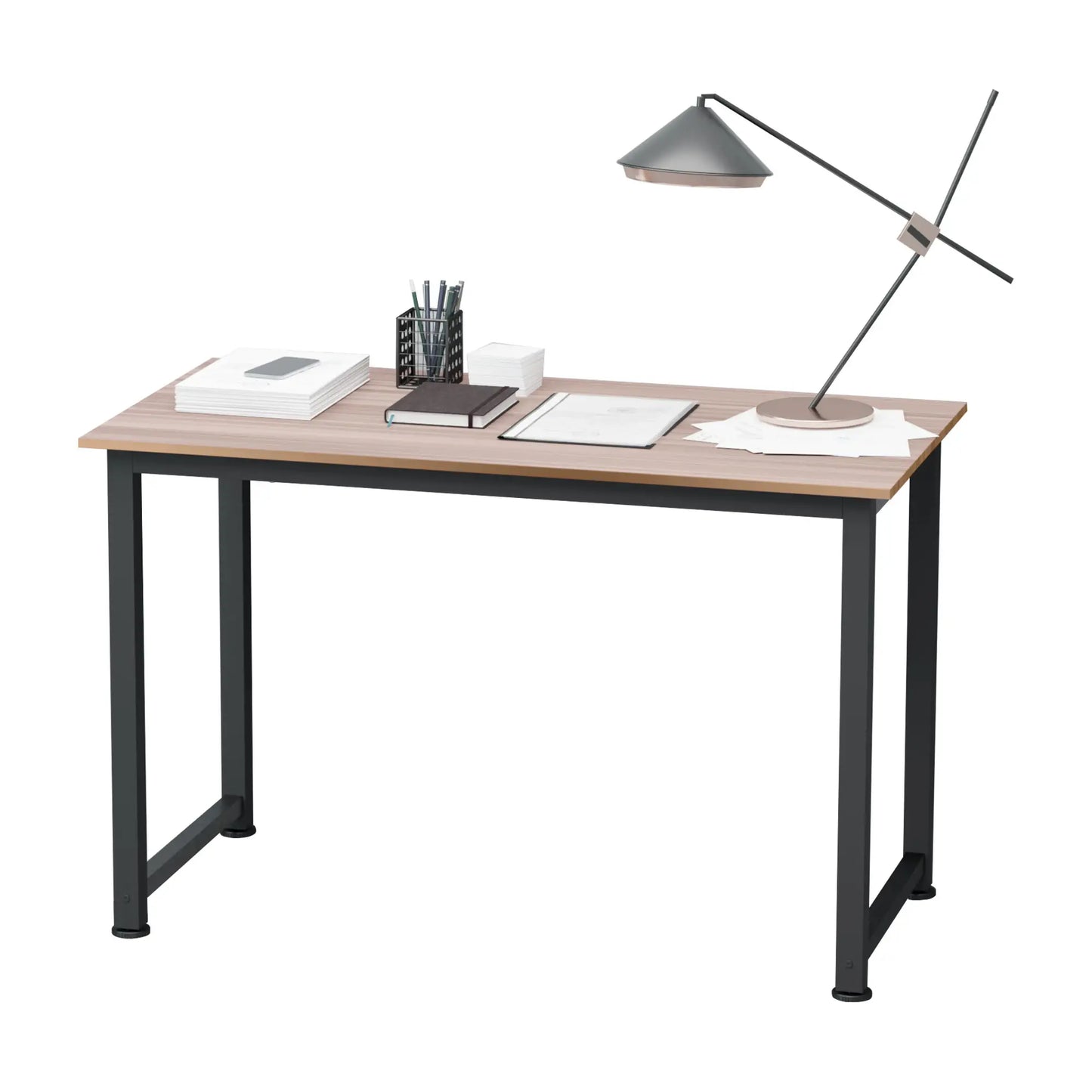 Computer Desk, PC Writing Table, Home Office Workstation, Adjustable Feet, Metal Frame in Oak Black | HOMCOM-0