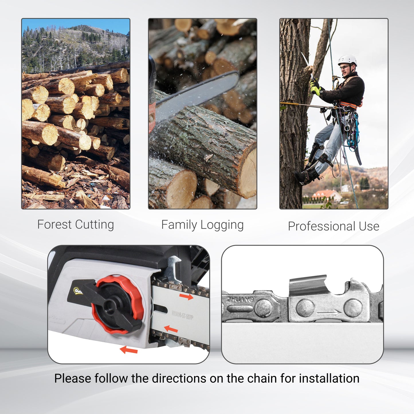 1600W Electric Chainsaw with Double Brake, Tool-Free Chain Tensioning, 40cm Guide Bar & Chain Power Saw to Cut Wood | DURHAND-5
