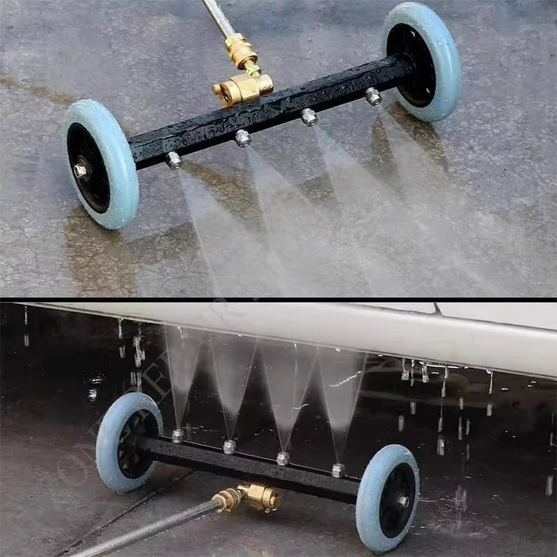 5000PSI Car Chassis High Pressure Washer 16 Inch Electric Car Washing Locomotive Bottom Water Broom with 2 Extension Rods