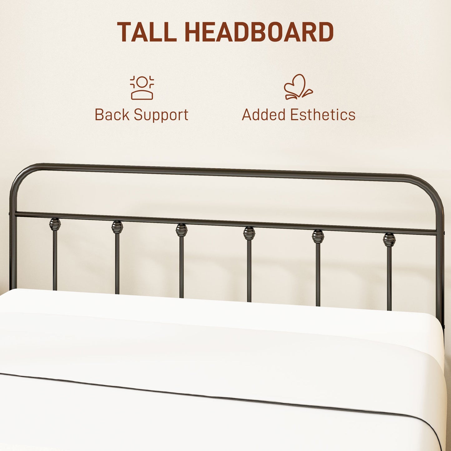 HOMCOM 5ft King Platform Bed Frame with Underbed Storage Tall Headboard Steel Slat, No Box Spring Needed, Easy Assembly in Black-2