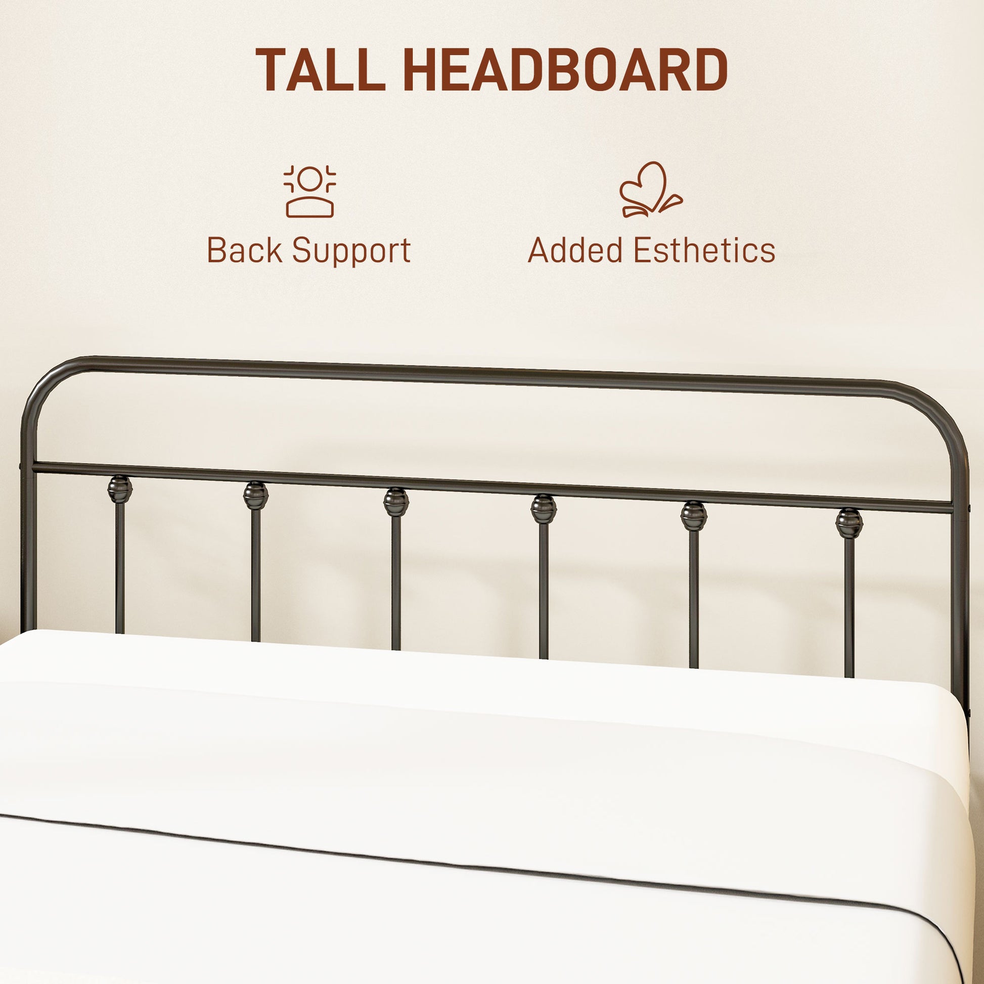 HOMCOM 5ft King Platform Bed Frame with Underbed Storage Tall Headboard Steel Slat, No Box Spring Needed, Easy Assembly in Black-2