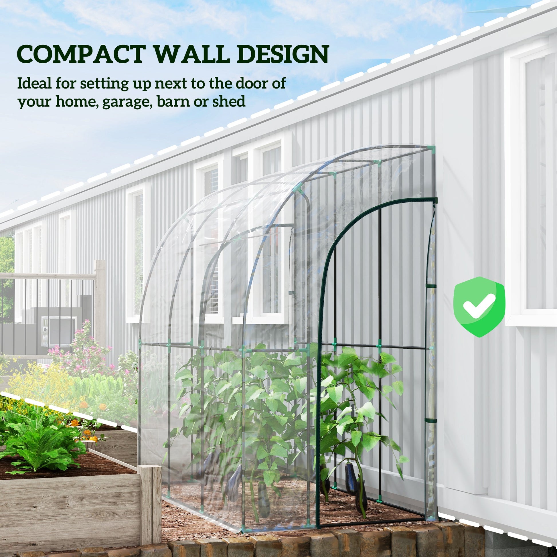 Outsunny 214cm x 118cm Walk-In Lean To Greenhouse with Accessories-3