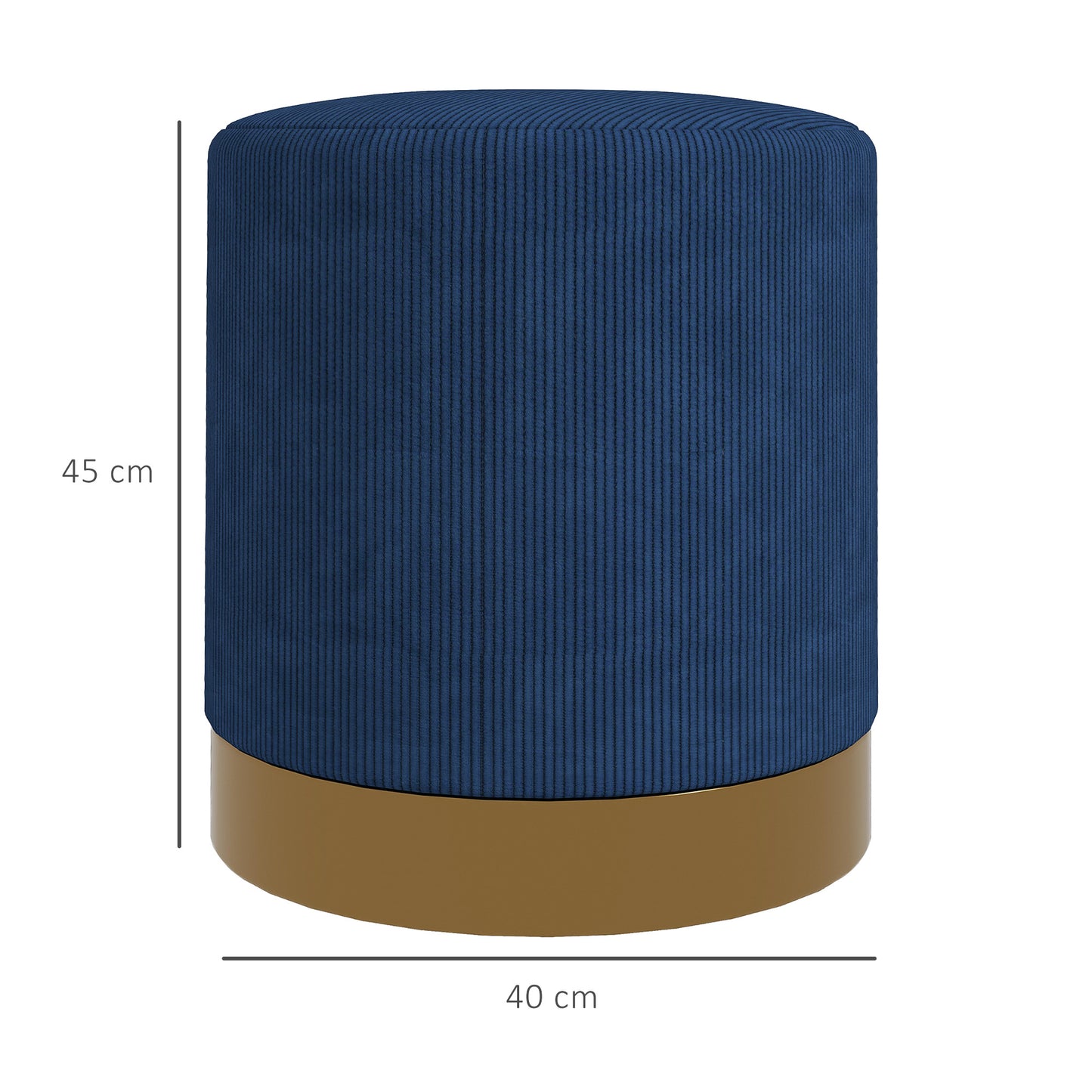 HOMCOM Soft Padded Corduroy Footstool in Dark Blue-1