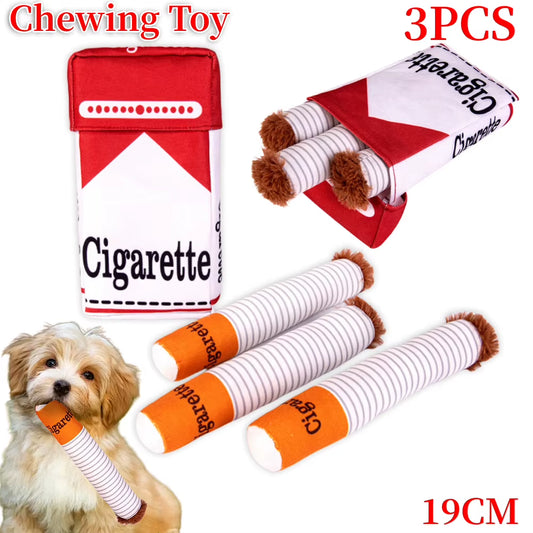 Cigarettes Dog Toy Imitation Cigar Chew Toy Interactive Plush Dog Chew Toy Funny Stuffed Dog Toys Novelty for Chewing Teething