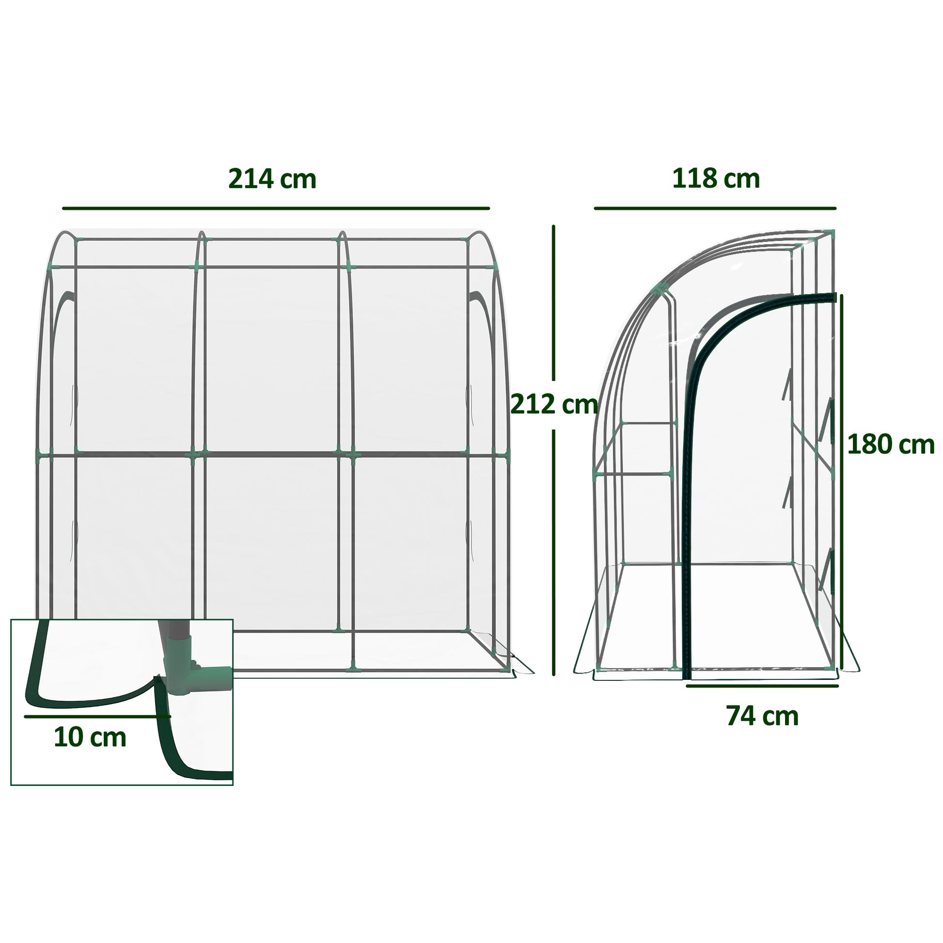 Outsunny 214cm x 118cm Walk-In Lean To Greenhouse with Accessories-1