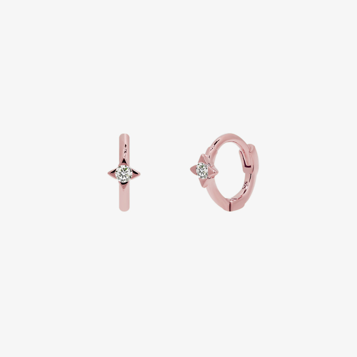 Simple Cubic Flower Huggie-6