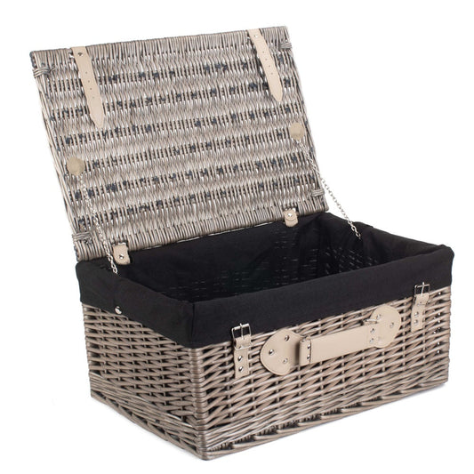 51cm Antique Wash Wicker Picnic Basket with Cotton Lining-0