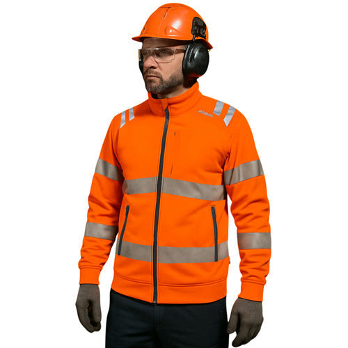 Hi-Vis Sweatshirt Zipper Jacket - Breathable with Zip Pockets & Reflective Trim-1