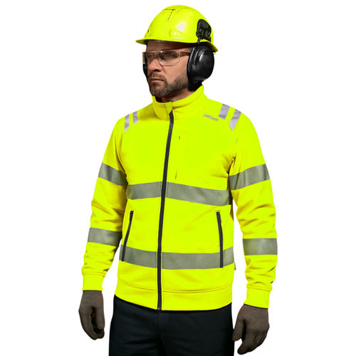 Hi-Vis Sweatshirt Zipper Jacket - Breathable with Zip Pockets & Reflective Trim-2