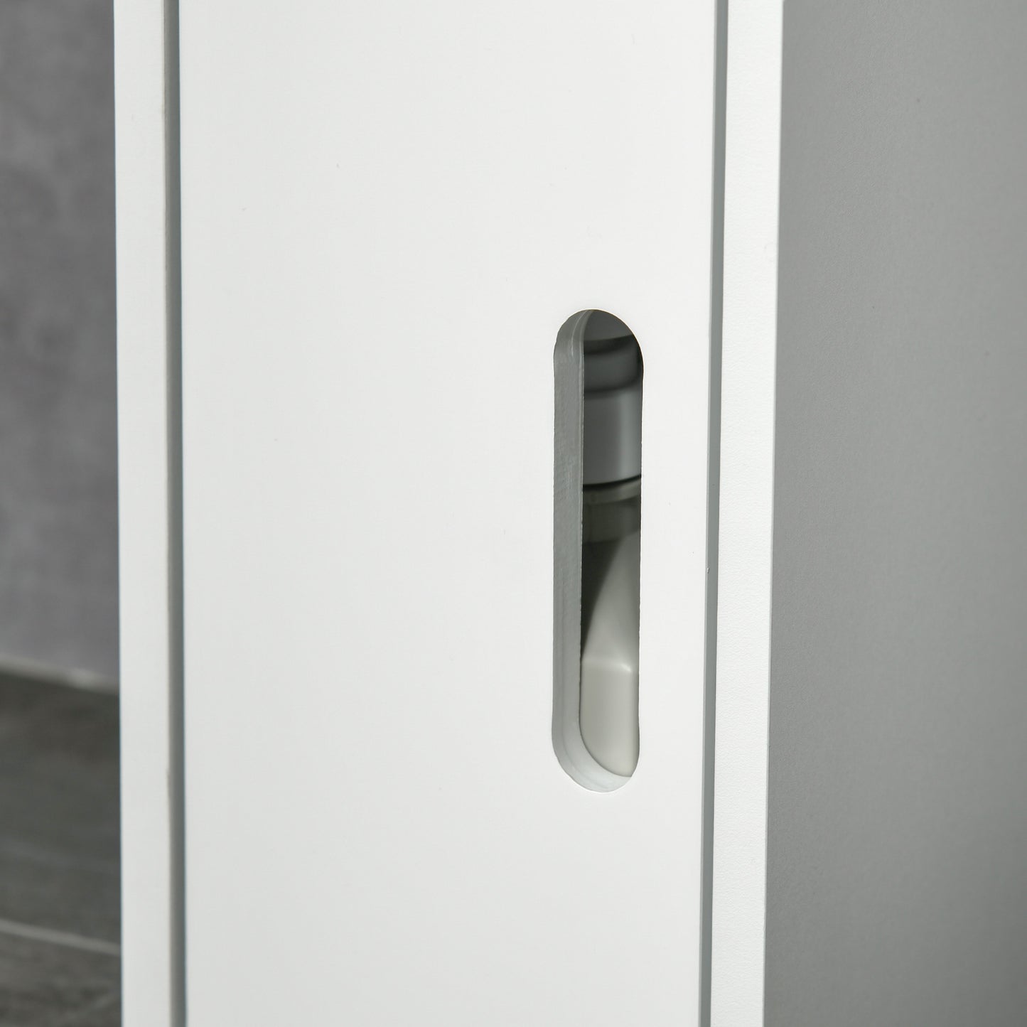 kleankin Modern Bathroom Storage Cabinet, Freestanding Tall Bathroom Cabinet with Open Shelves and 3 Cupboards with Door, for Bedroom Hallway in White-7