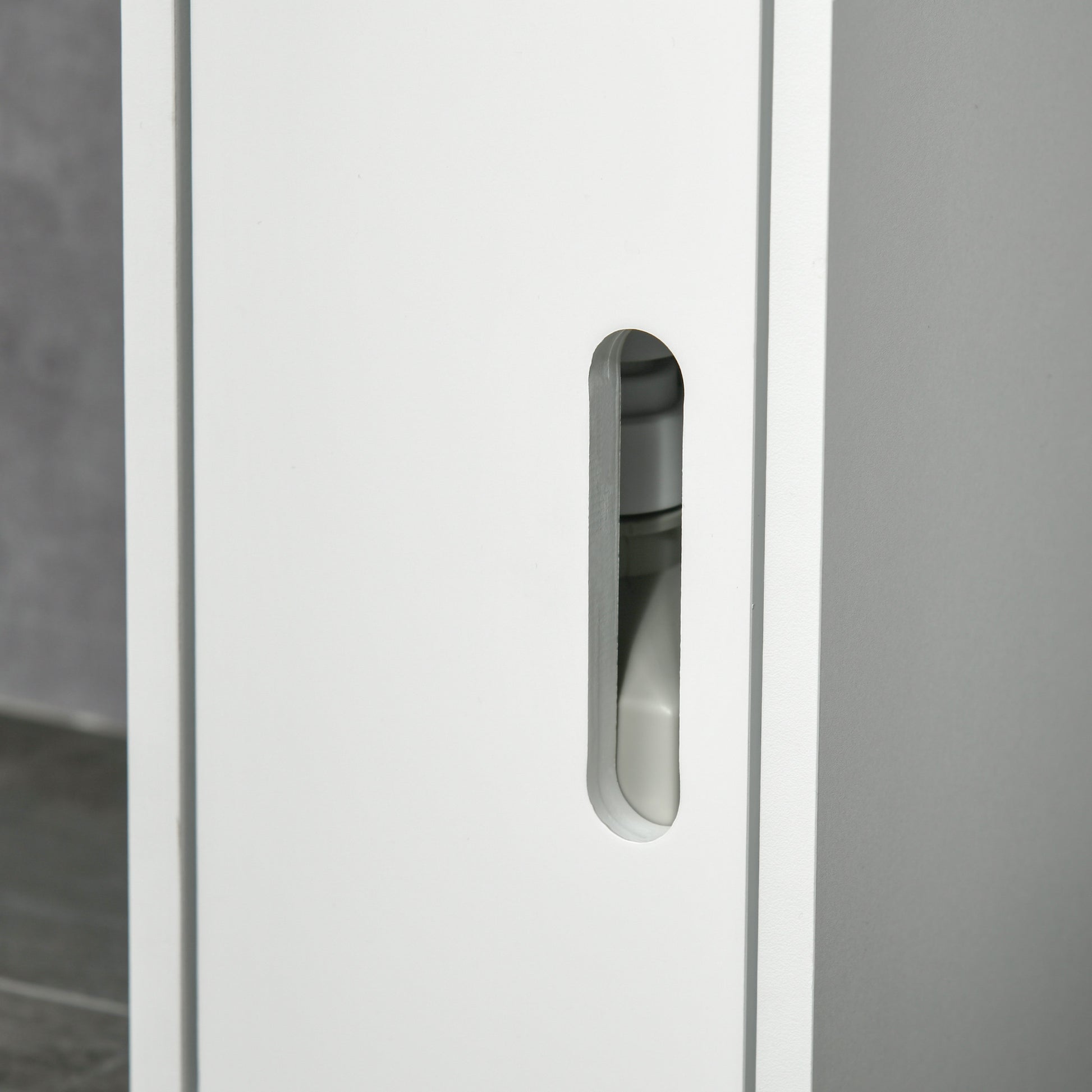 kleankin Modern Bathroom Storage Cabinet, Freestanding Tall Bathroom Cabinet with Open Shelves and 3 Cupboards with Door, for Bedroom Hallway in White-7
