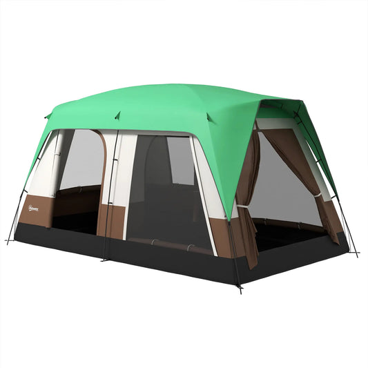Seven-Man Camping Tent, with Small Rainfly and Accessories in Green | Outsunny-0