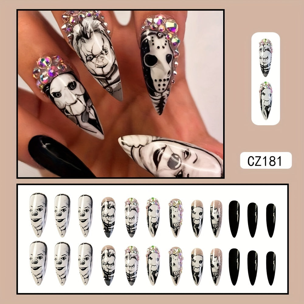 Holiday-Themed Long Almond Press-On Nails-3