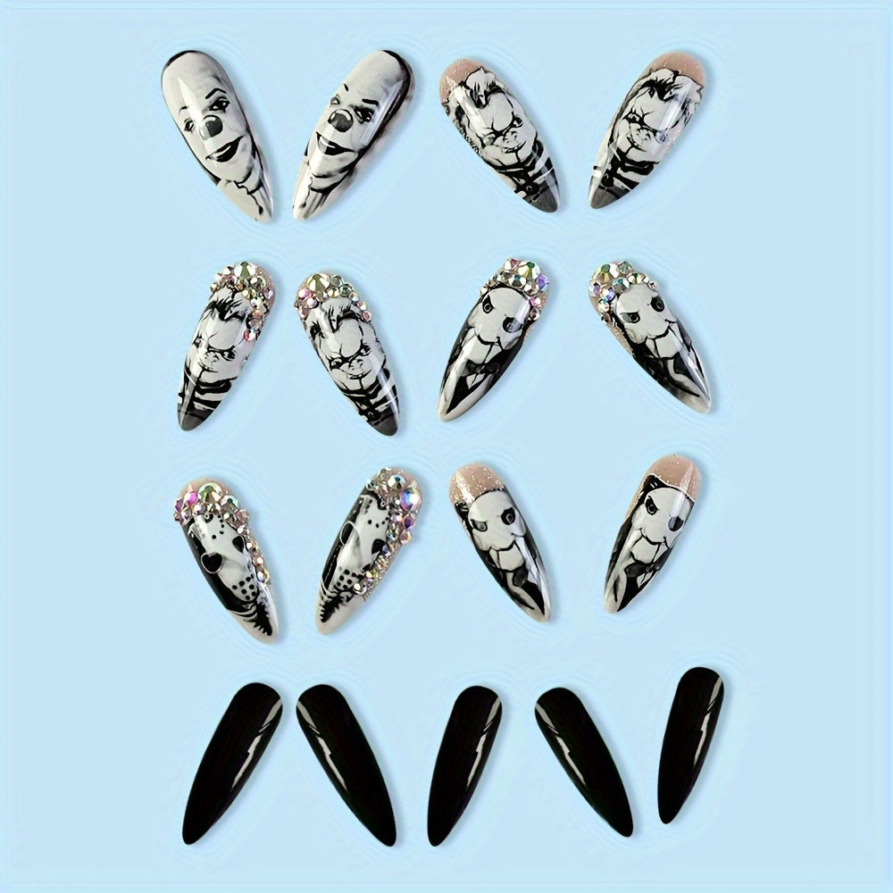 Holiday-Themed Long Almond Press-On Nails-4