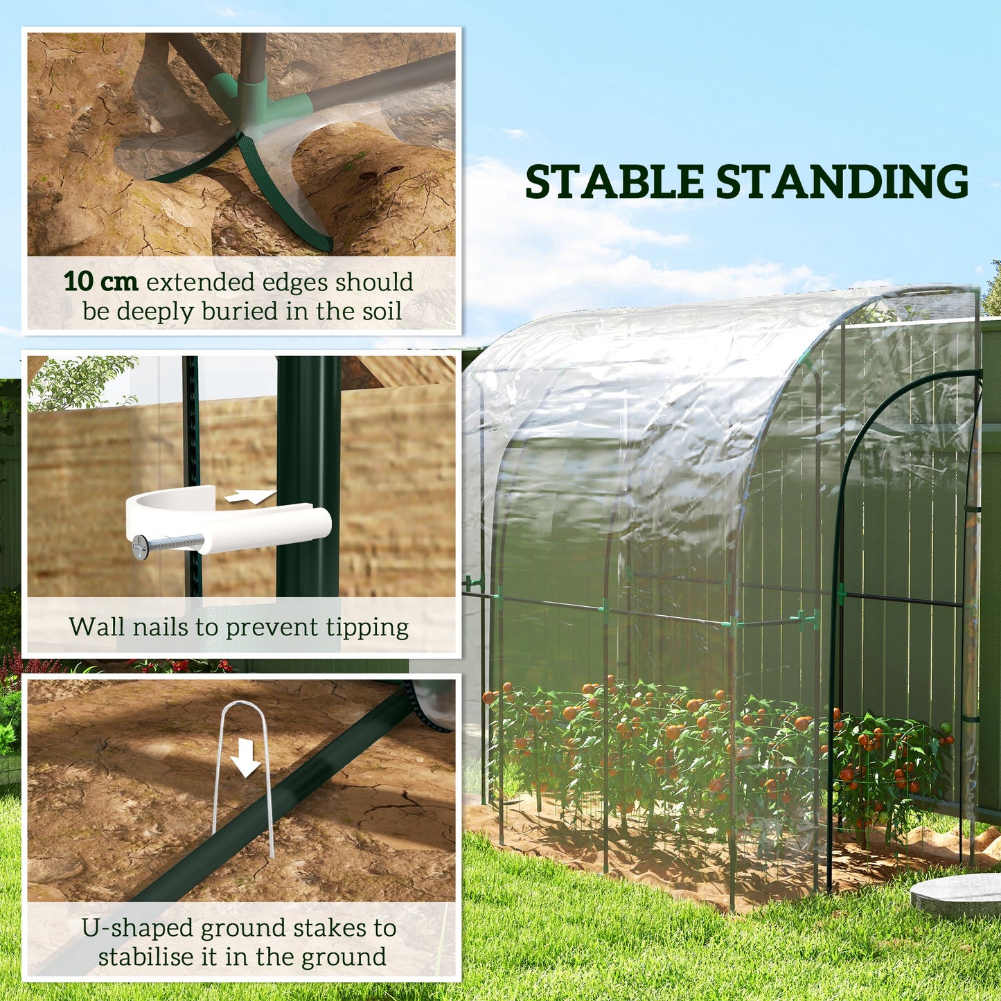 Outsunny 214cm x 118cm Walk-In Lean To Greenhouse with Accessories-5