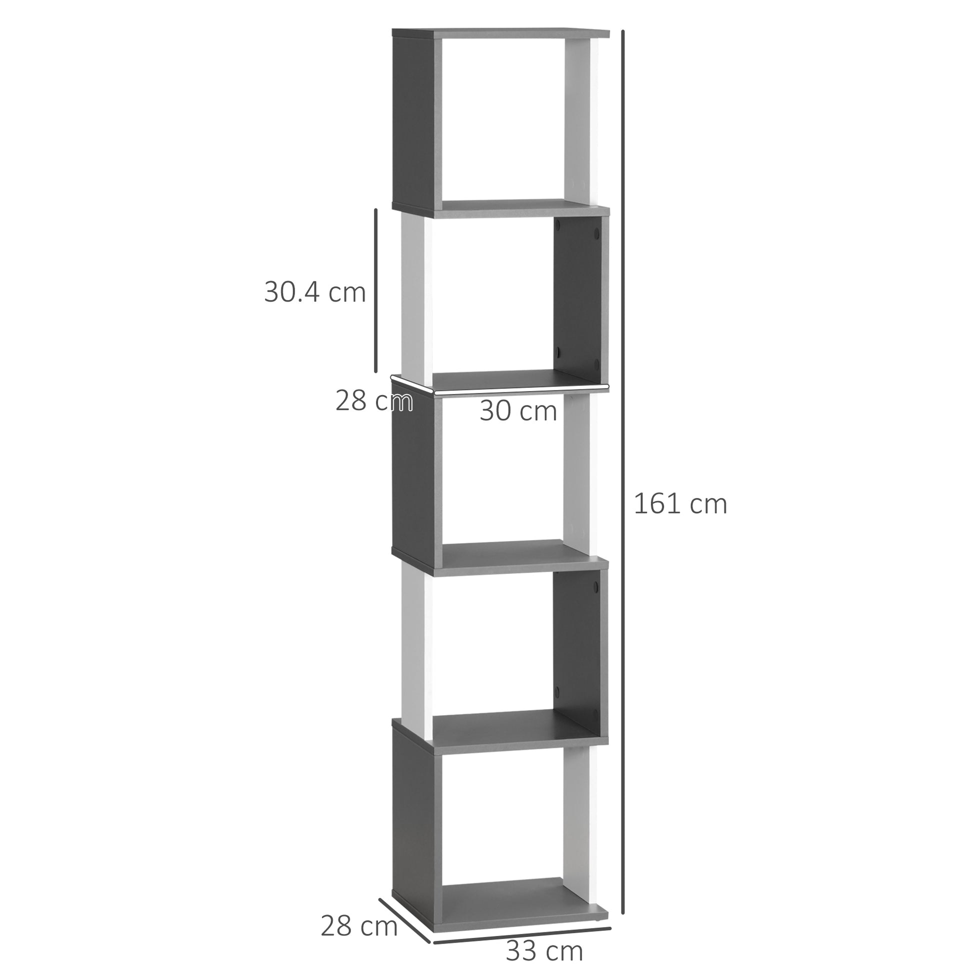 HOMCOM Modern 5-Tier Bookshelf, Freestanding Bookcase Storage Shelving for Living Room Home Office Study in Dark Grey-1
