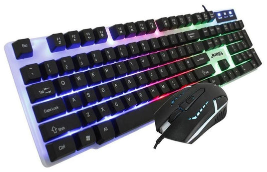 Jedel GK100 RGB LED Gaming Keyboard And 4D Mouse Set in Black/White - KB-JED-GK100-0