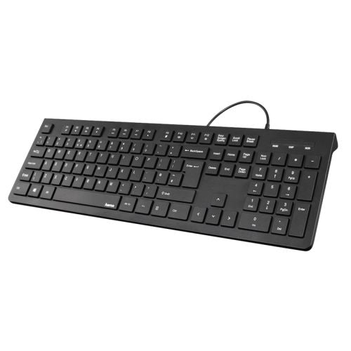 Hama KC-200 Multimedia Keyboard, USB, Flat Keys, Splash Proof-0