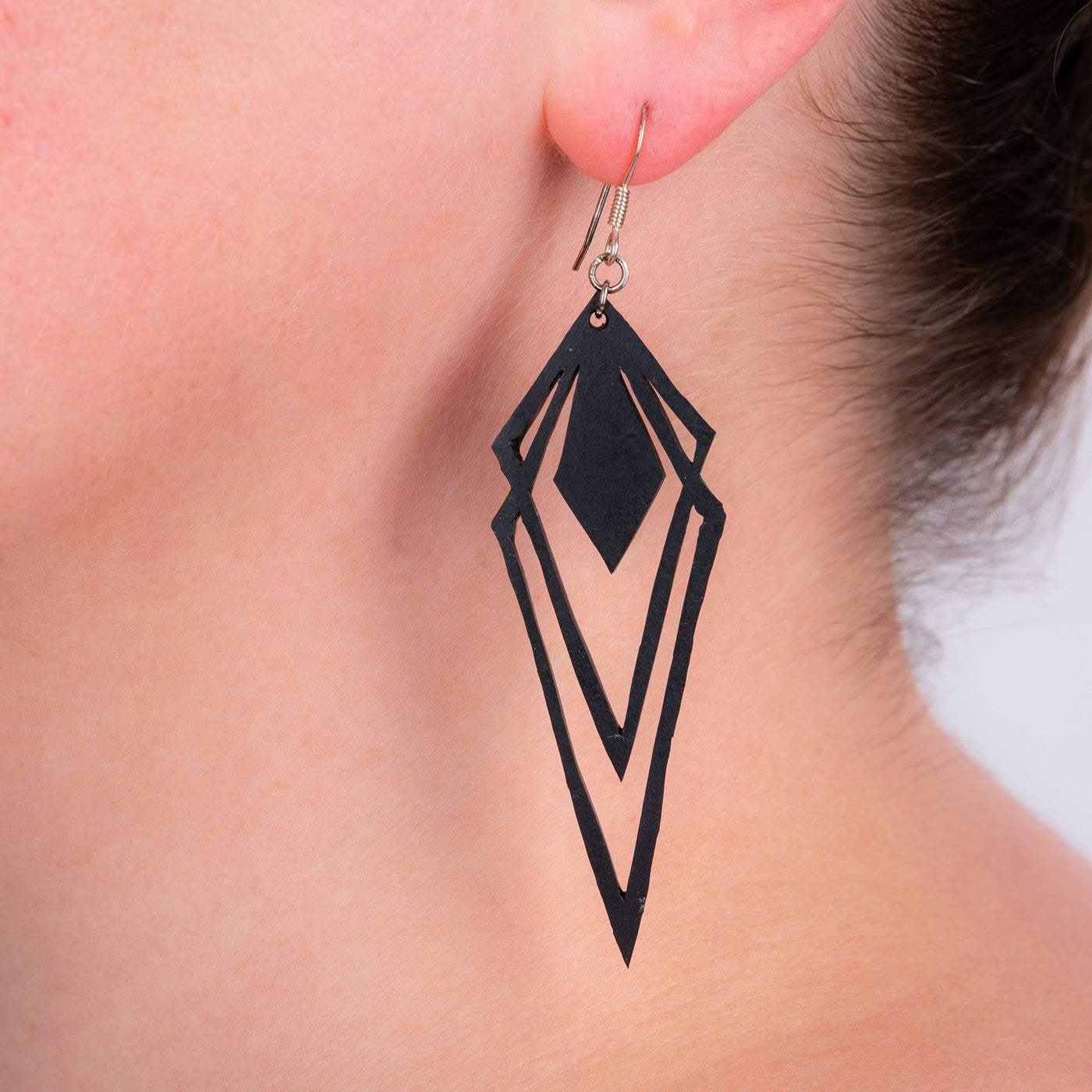 Kite Recycled Rubber Artistic Statement Earrings-1