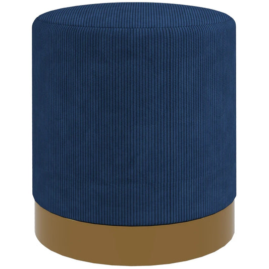 HOMCOM Soft Padded Corduroy Footstool in Dark Blue-0