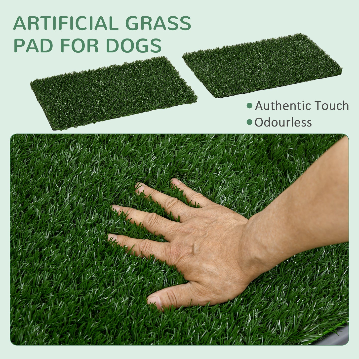PawHut Artificial Grass Dog Toilet with Tray for Potty Training Indoor Outdoor, 2 Packs, 67 x 41cm-2