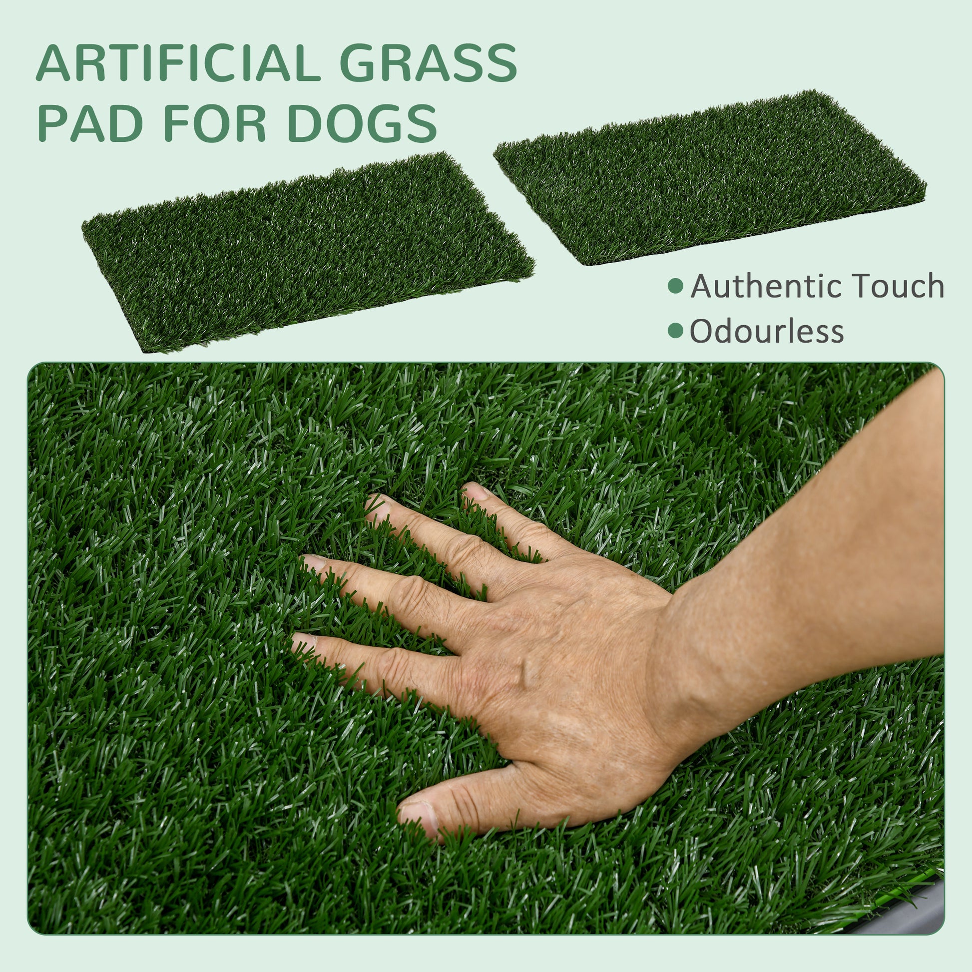 PawHut Artificial Grass Dog Toilet with Tray for Potty Training Indoor Outdoor, 2 Packs, 67 x 41cm-2