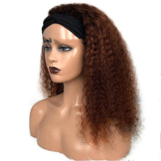 Natural Style Human Hair Jerry Curly Headband Wig-0