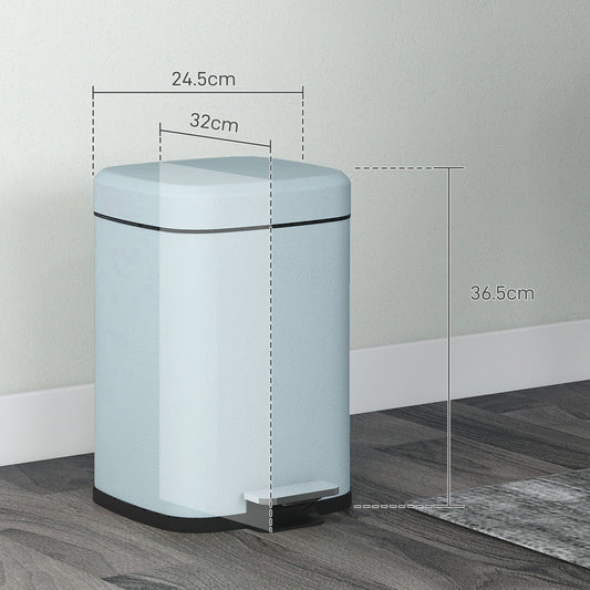 12 Litre Pedal Bin, Fingerprint Proof Kitchen Bin, Metal Rubbish Bin w/ Soft-close Lid, Foot Pedal & Removable Inner Bucket | HOMCOM-1
