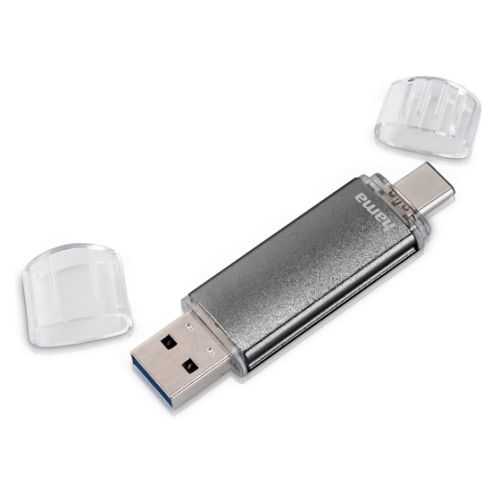Hama Laeta Twin 32GB USB 2.0/Micro USB Memory Pen, OTG, Aluminium Casing, Grey-0
