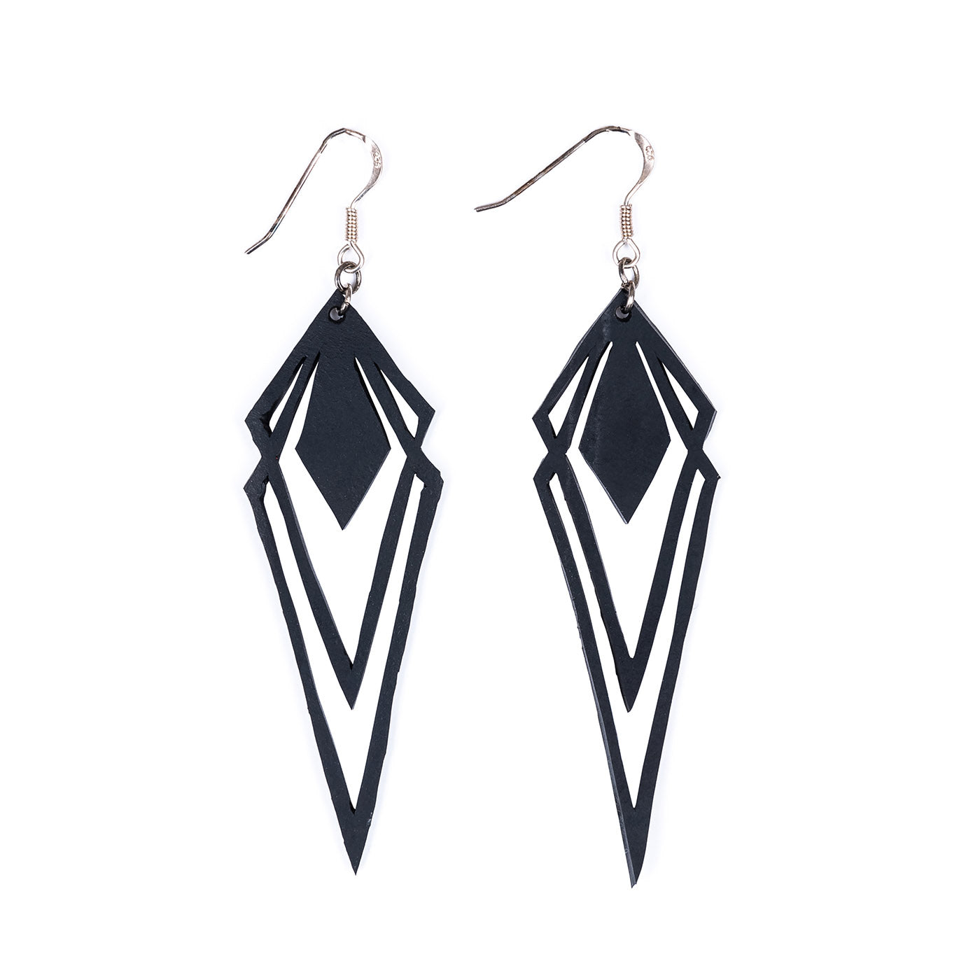 Kite Recycled Rubber Artistic Statement Earrings-0