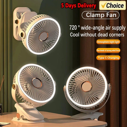 Portable 8000mAh Camping Fan with LED Light-0