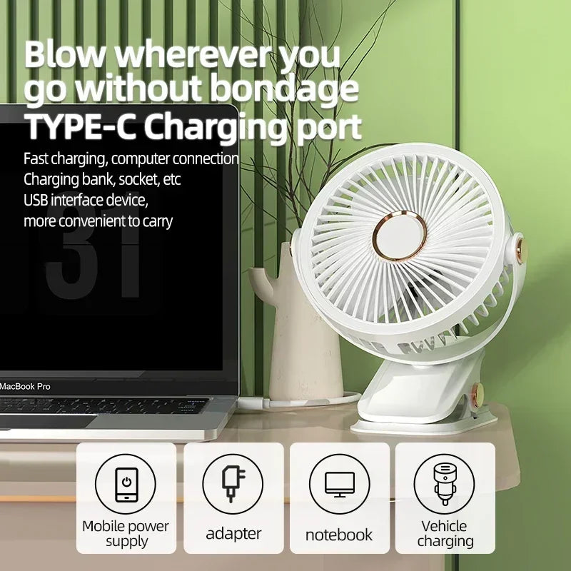 Portable 8000mAh Camping Fan with LED Light-3