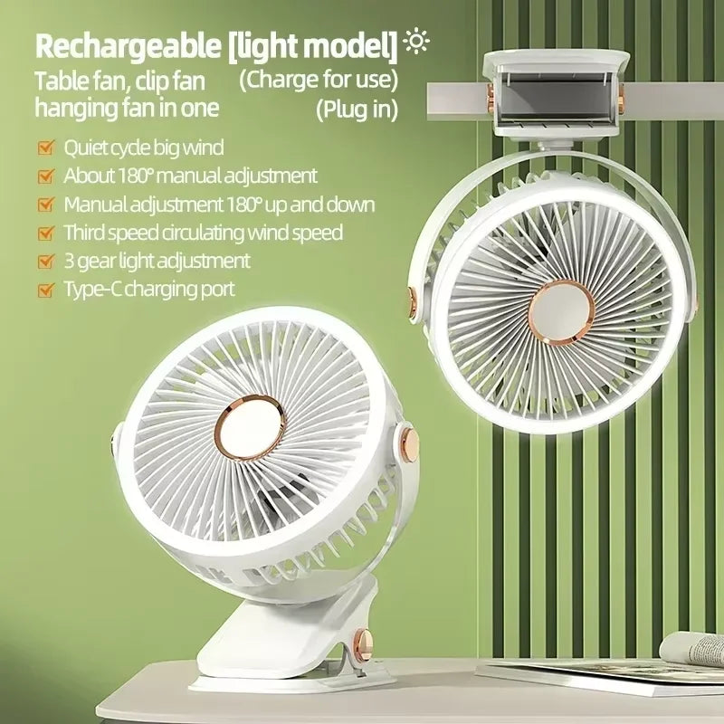 Portable 8000mAh Camping Fan with LED Light-9