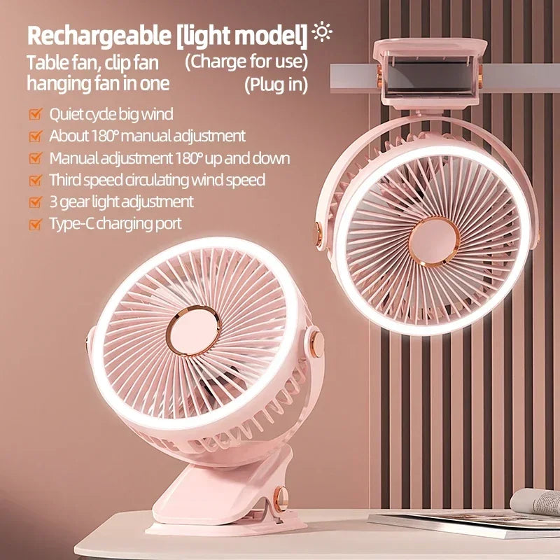 Portable 8000mAh Camping Fan with LED Light-10
