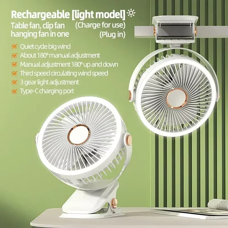 Portable 8000mAh Camping Fan with LED Light-11