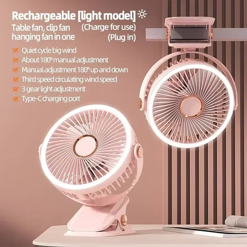 Portable 8000mAh Camping Fan with LED Light-12