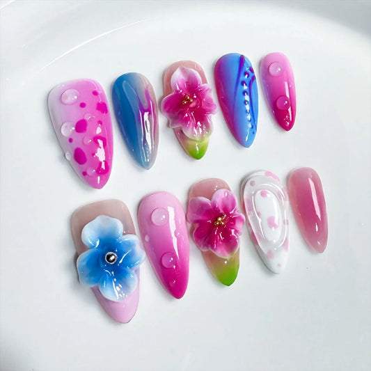 Glossy Almond French Press On Nails Set-0