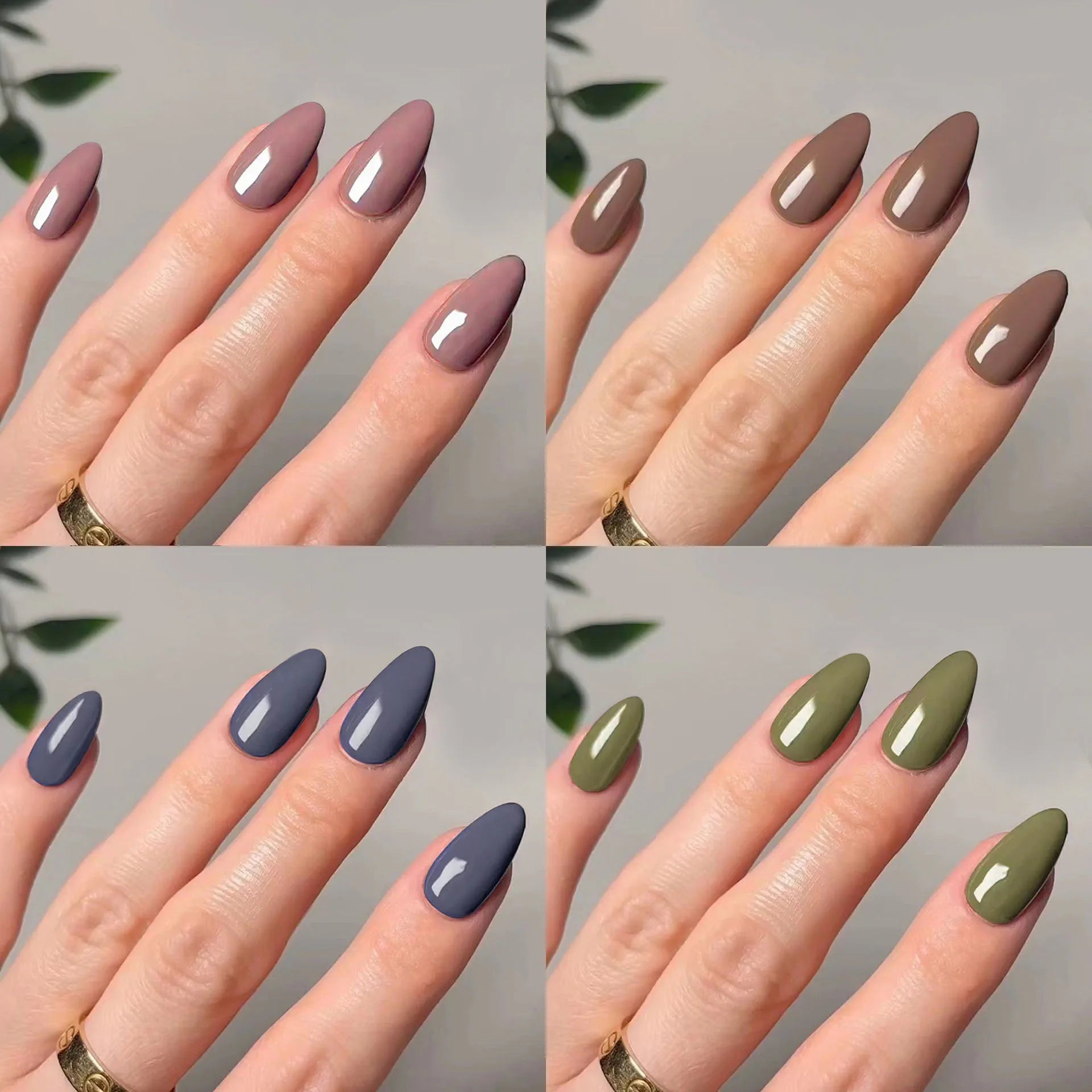 Classic Glossy Long Pointed Fake Nails Set-0