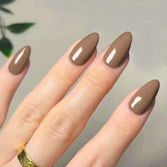 Classic Glossy Long Pointed Fake Nails Set-10