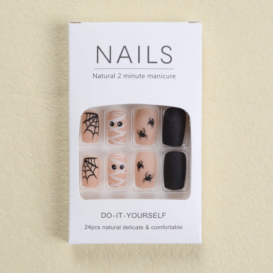Spider Web Halloween Press On Nails-0